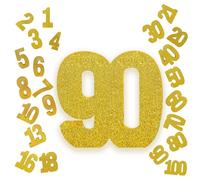 Gold Number 90 Glitter Table Centrepiece,8" Glitter Gold 90th for Table Decorations,Standing Marquee Digit 0 1 2 3 4 5 6 7 8 9-100 for Birthday Tables Decor Wedding Festival Xmas Gifts Party Supplies