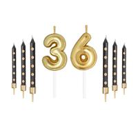 Gold Number Candles with Black Spots Candles Set, Happy 36th Birthday Candles for Cake, Party Candles, Birthday Cake Candles Topper for Girls Boys Women Men’s Birthday Decorations Wedding Anniversary