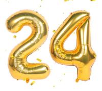 Gold Numbers 24 Balloons 24th Birthday Balloon 40 Inch Giant Helium Foil Number Balloons Gold Balloon Birthday Wedding Party Digital Decorations (Number 24)