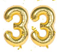 Gold Numbers 33 Balloons 33rd Birthday Balloon 40 Inch Giant Helium Foil Number Balloons Gold Balloon Birthday Wedding Party Digital Decorations (Number 33)