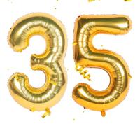Gold Numbers 35 Balloons 35th Birthday Balloon 40 Inch Giant Helium Foil Number Balloons Gold Balloon Birthday Wedding Party Digital Decorations (Number 35)