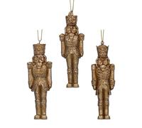 Gold Nutcracker Christmas Tree Decorations - set of 3 Gisela Graham