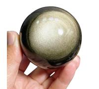 Gold Obsidian Crystal Ball,Scrying Feng Shui Stone Sphere Sculpture Quartz Rock Collection Home Decor Table Craft,9~10cm