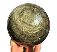 Gold Obsidian Crystal Sphere Polished Black Quartz Ball Ornaments (Size : 750-800g)
