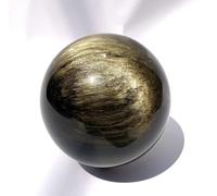 Gold Obsidian Polished Divination Ball Crystal Ball Black Crystal Sphere Stone for Fengshui, 9cm/3.54in