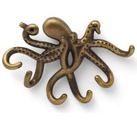 Gold Octopus Wall Hook - Nautical Decorative Coat and Key Hanger