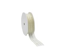 Gold Organza Ribbon with Gold Sparkling Stripe 25mm x 1 Metre Cut from roll