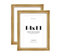 Gold Ornate Picture Frame 14x11 With 12x8 Mount for Photos - Wall & Table Display, Landscape or Portrait, 2 Pack