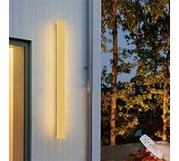 Gold Outdoor Garden Wall Lights Lamp with Remote Control Wall Sconces LED Dimmable Outside Indoor Long Strip Modern Waterproof IP65 Exterior Front Porch Patio Wall Mount Lighting