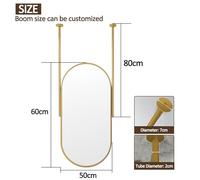 Gold Oval Ceiling Hanging Mirror WallMounted Vanity Mirror for Bathroom & Living Room Decorative Metal Framed Floating Mirror 50x60cm Bedroom Entrance Decor