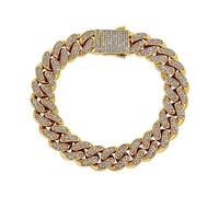Gold Over 925 Silver Micro-Inlaid 12mm Mossanite Jewelry, Men's Hip-Hop Bracelet Set, A Matched Elegance for the Stylish Man,Father's Day Gift