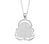Gold Over S925 Natural Jade Maitreya Buddha Necklace, Vintage Peace Pendant, Elegant Jade Gift for Wife's Serenity
