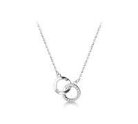 Gold Over S925 Sterling Silver Circle Intertwine Necklace, Double Circle Pendant Necklace - Perfect Birthday for Mother, Wife and Girlfriend