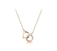 Gold Over S925 Sterling Silver Circle Intertwine Necklace, Double Circle Pendant Necklace - Perfect Birthday for Mother, Wife and Girlfriend