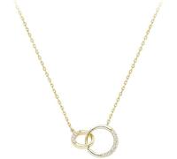 Gold Over S925 Sterling Silver Intertwined Circle Necklace, Double Circle Pendant Necklace, Beautiful Gifts For Women