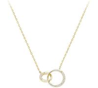 Gold Over S925 Sterling Silver Intertwined Circle Necklace, Double Circle Pendant Necklace, Beautiful Gifts For Women