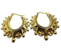 Gold Over Silver Victorian Gypsy Style Hoop Earrings Jewelry Gift Set for Women, Gold Tone, 3 Pairs, Birthday Gift with Box & Bag - No Gemstone (35mm Golden Pair)