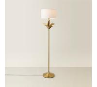 ValueLights | Christina White Drum Shade Gold Palm Leaf Detail Single Stem Floor Lamp | Floor Lamps, Home Décor & Improvement Essential