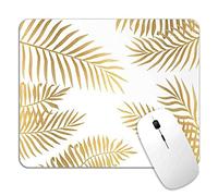 Gold Palm Leaves Art Mouse Pad Mat, Premium-Textured Washable Mousepad, Non-Slip Rubber Base Computer Mousepad with Designs, 11.8" x 9.8" JDE0-GS4Y-G119K5-F04