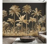 Gold Palm Tree Wallpaper - Tropical Jungle Wall Mural 150x105 cm (W x H), Non-Woven Photo Wallpaper Mural for Bedroom, Living Room, Hallway, Home Decor Y&W69