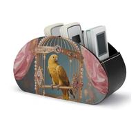 gold Parrot TV Remote Control Stand, Desk Organizer, 5 Slot Storage Stand for TV, DVD/Accessories, Stylish Desk Decor for Living Room