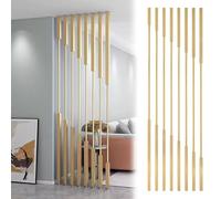Gold Partition Room Dividers for Room Separation No Drilling Portable Privacy Screens Wall Column Metal Slats with Adjustable Foot, 5/8pcs(5pcs-A,100cm/39in/3.3ft)