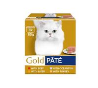 Gold Pate Ocean Fish 8 X 85g - Tender Mousses With Beef, Chicken, Salmon And Other Exquisite Flavours, Carefully Prepared To Offer Your Cat The Pleasure Of A Delicate And Smooth Sensation