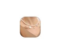Gold Pearl Beaded Charm Choker Necklace for Women,Starfish Shell Coin Tree Life Pendant Necklace for Beach Holiday Boho Jewelry Gift, L, Zinc, No Gemstone