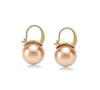 Gold Pearl Drop Earrings, Lever Back Closure, Champagne Pearl, Elegant Design