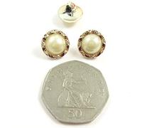 Gold Pearl Faced Round SEW ON Buttons *5 Styles* Haberdashery Sewing Cardigans (13mm (Pack of 15) H4685)