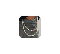 Gold Pearl Layered Wallet Chain for Pants - Jean Pocket Chain with Cross & Rhinestone Flower Charms for Men Women - Fashion Streetwear Jeans Chain for Biker, Hip Hop, Festival, M, Metal, Faux Pearl