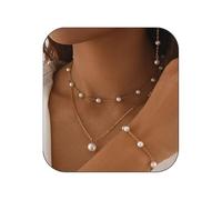 Gold Pearl Necklace and Earring Set for Women Elegant Bridesmaid Jewelry Set for Wedding Dainty Gold Jewelry Set for Women Pearl Choker Necklace and and Pearl Bracelet Pearl Earrings Jewelry Gifts,