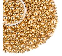 Gold Pearl Sprinkles,Edible Pearls for Baking,130g,Sprinkle Mix Size,Edible Sugar Cake Decorations,Cupcake Toppers,Cookie,Donuts Ice Cream Decorating,Wedding Birthday Party Easter Supplies