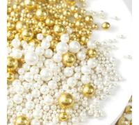 Gold Pearl Sprinkles for Cake Decoration, 100g/3.53oz, Mix Size, Edible Sugar Candy Pearls, Cake Decorating, Cupcake, Cookies, Ice cream Topper, Holiday, Wedding Party, Birthday, Christmas