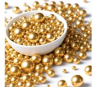 Gold Pearl Sprinkles for Cake Decoration, 100g, Mix Size, Edible Sugar Pearls, Edible Gold Cake Topper Decorating, Cupcake, Cookies, Ice cream Topper, Wedding Party, Birthday, Christmas