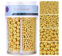 Gold Pearl Sprinkles for Cake Decorations 130g Mother Of Pearl Sugar Cake Sprinkles 4 Sizes Mix for Cake Cupcake Cookie Baking Donuts Ice Cream Toppings - Weddings, Birthday & Parties