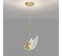 Gold Pendant Light Modern Swan Hanging Chandelier 8W LED Suspended Lighting Fixture, Acrylic Metal Drop Ceiling Lamps Compatible with Kitchen Island Bedroom Bedside Dining Room,Kitchen Light