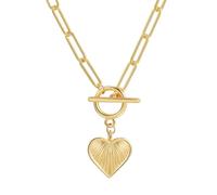 Gold Pendant Necklaces for Men, Gold Plated Moon Star Evil Eye Love Heart Cross Necklace for Women, Toggle Clasp Paperclip Chain Dainty Fashion Religious Simple Jewelry Gifts, 4.5 mm