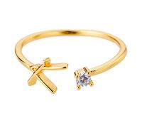 Gold Personalized Rhinestone 26 Initial Ring Jewelry Personalized Initial Letter Open Ring with Diamond Rhinestone Ring for Women Teen Jewelry (K, One Size)