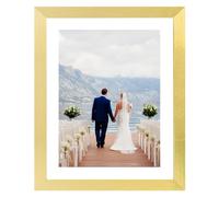 Gold Picture Frame 8 x 10 Pack 1 - Ribbed Metallic Photo Frame Real Glass Front - Family Photos Wall Hanging Art Display - Portrait Landscape Freestanding Tabletop Frame