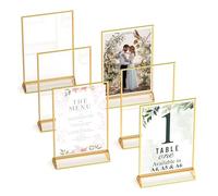 Gold Picture Frames Double-Sided, 6-Pack A6 Acrylic Table Number Holders, Clear Easel Stands for Signs, Gold Frames for Wedding Table Numbers, Menu Holders, and Photo Displays for Events and Décor