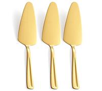 Gold Pie Cake Server Set, GoGeiLi 3-Piece Stainless Steel Pizza Pastry Server Set of 3, 9.3-inch Dessert Server Spatula, Dishwasher Safe