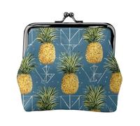 Gold Pineapple Background Full Double-Sided Printed Pattern Women's and Girls' Fashionable Leather Kiss Lock Coin Purse Card Bag