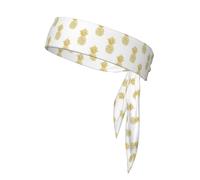 Gold Pineapple Background Print Head Tie Headbands, Ninja Karate Tie, Athletic Sweatbands,Sweat Wicking Workout Head Band