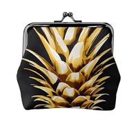 Gold Pineapple Full Double-Sided Printed Pattern Women's and Girls' Fashionable Leather Kiss Lock Coin Purse Card Bag