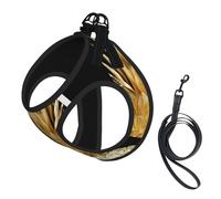Gold Pineapple print Dog Harness, 2X Buckle,Dog Vest,No Pulling Front Leash Clip,for Small Medium Dogs