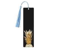 Gold Pineappledouble Sided Printed Wooden Bookmark 18x3.1cm for Reading, A Gift for Book Enthusiasts and Readers, and A Reading Accessory for Book Enthusiasts