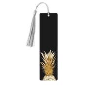 Gold Pineappledouble Sided Printed Wooden Bookmark 18x3.1cm for Reading, A Gift for Book Enthusiasts and Readers, and A Reading Accessory for Book Enthusiasts