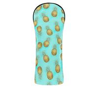 Gold Pineapples Turquoise Golf Head Covers for Driver Hybrid Wood PU Leather Golf Club Headcover with Number Tags for Men Women