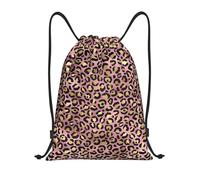 Gold Pink Leopard Unisex Drawstring Backpack Portable Drawstring Bag Durable String Backpack For Sports Gym Travel